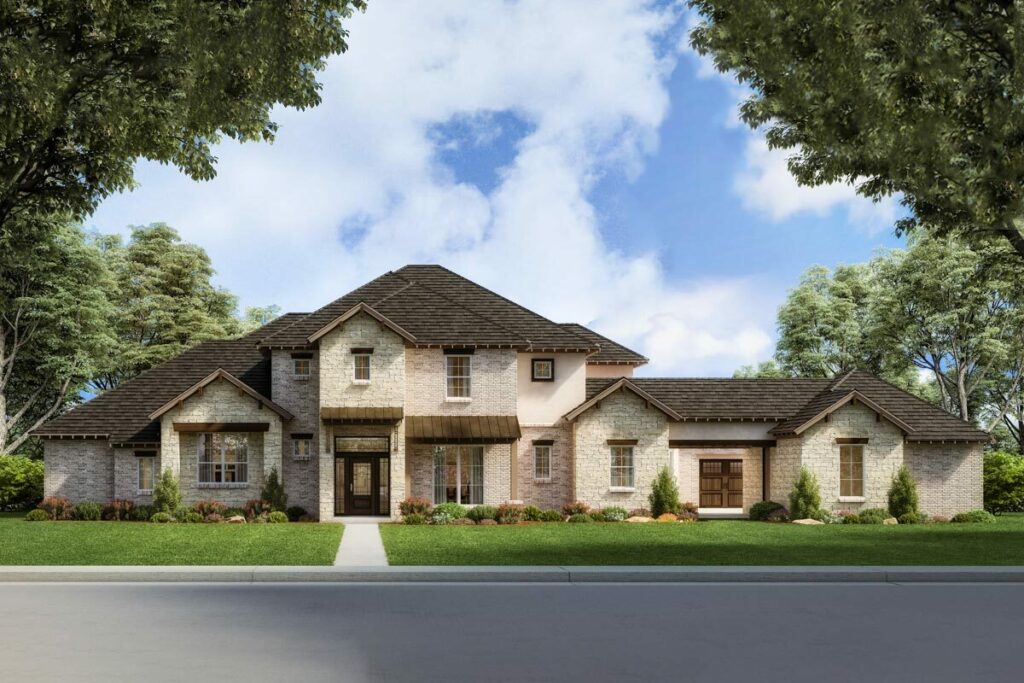 2-Story 4-Bedroom Hill Country Home with Porte Cochere and Angled Master Suite (Floor Plan)