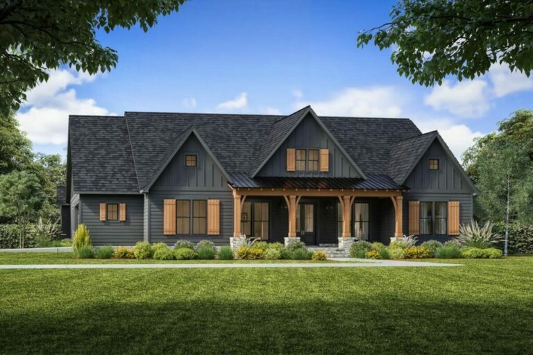 2-Story 4-Bedroom Modern Farmhouse With Outdoor Kitchen and Optional Game Room (Floor Plan)