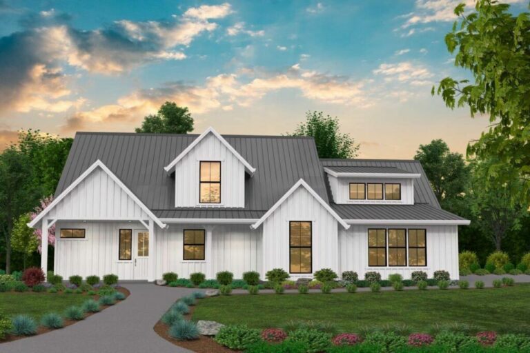 2-Story 3-Bedroom Rustic Modern Farmhouse with Outdoor Living and 3-Car Garage (Floor Plan)