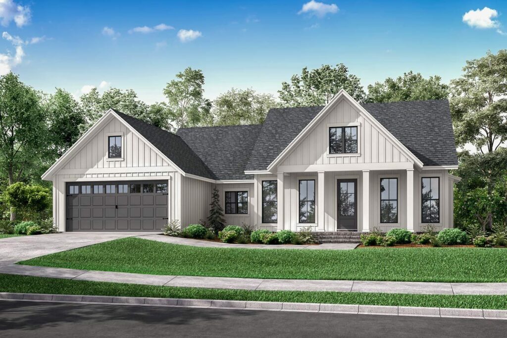 Modern 3-Bedroom 1-Story Farmhouse With Open Concept Living (Floor Plan)