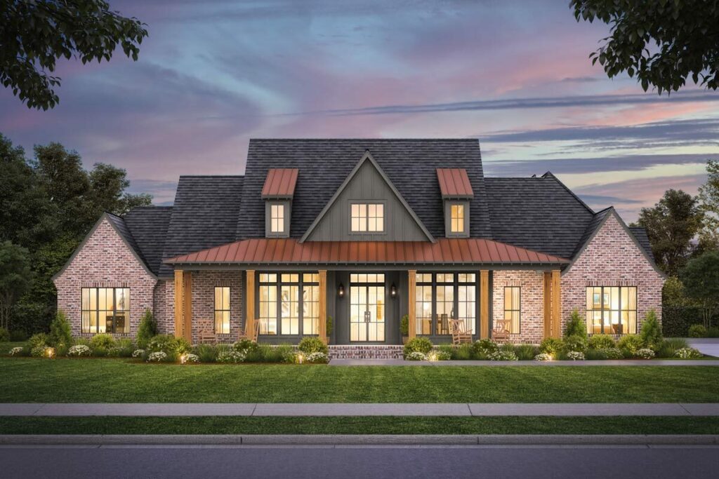 4-Bedroom Single-Story Modern Farmhouse With Home Office and Vaulted Great Room (Floor Plan)