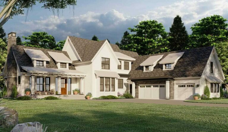 5-Bedroom Dual-Story Modern Farmhouse with Dual Pantries and Home Office (Floor Plan)