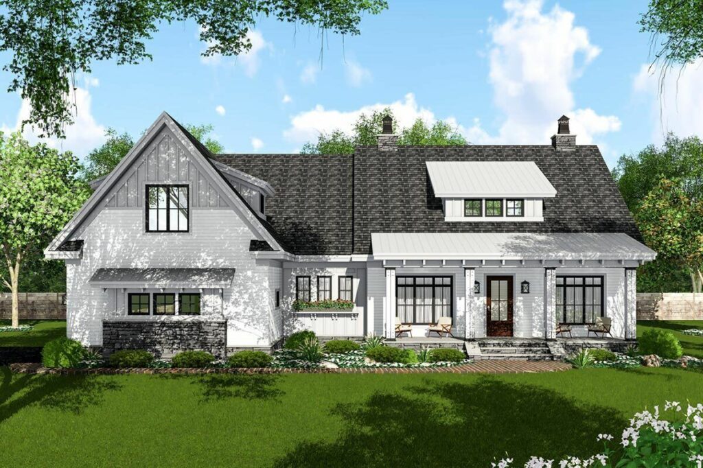 4-Bedroom 2-Story New American House With Exposed Rafter Tail Porch (Floor Plan)