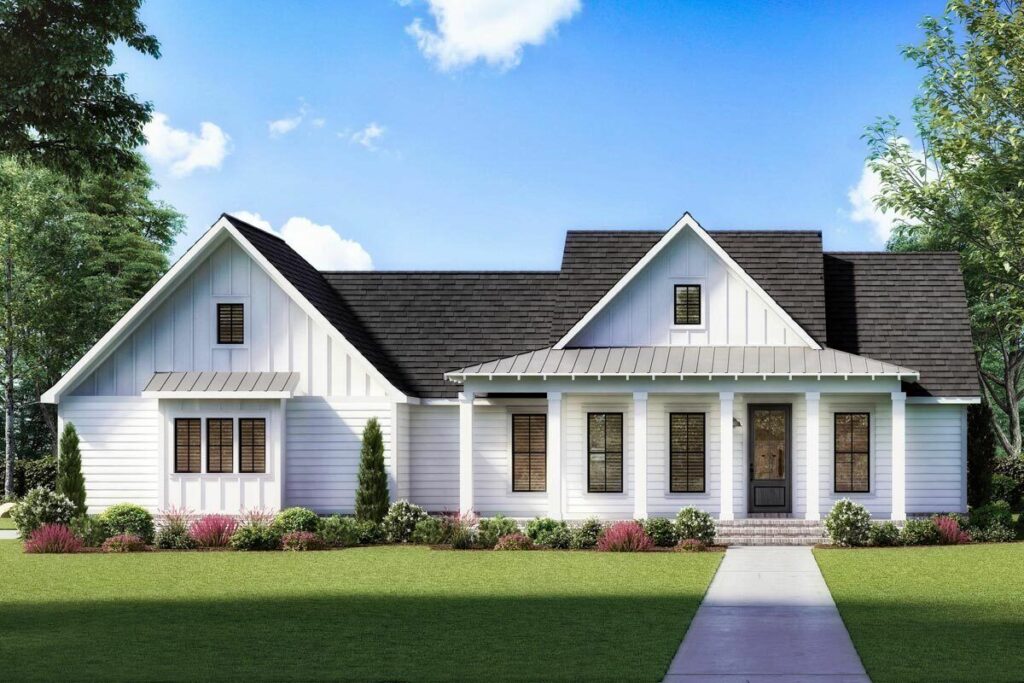 Single-Story 3-Bedroom Modern Farmhouse With Outdoor Living-friendly Rear Porch (Floor Plan)