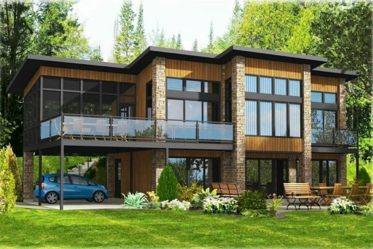 1-Story 3-Bedroom Contemporary Home With Dual-Sided Fireplace (Floor Plan)