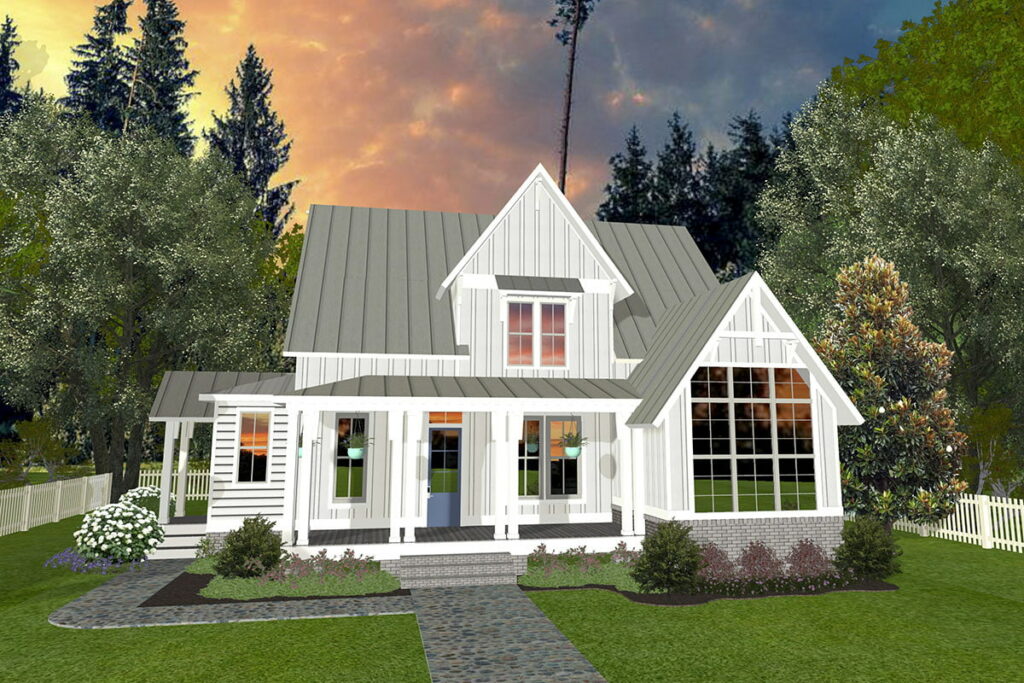 Modern 3-Bedroom 2-Story House With Home Office and Screened Porch (Floor Plan)