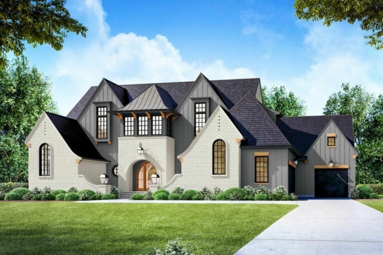 5-Bedroom 2-Story Transitional Tudor Style Home With Main-level Owner’s Suite and Pool Concept (Floor Plan)