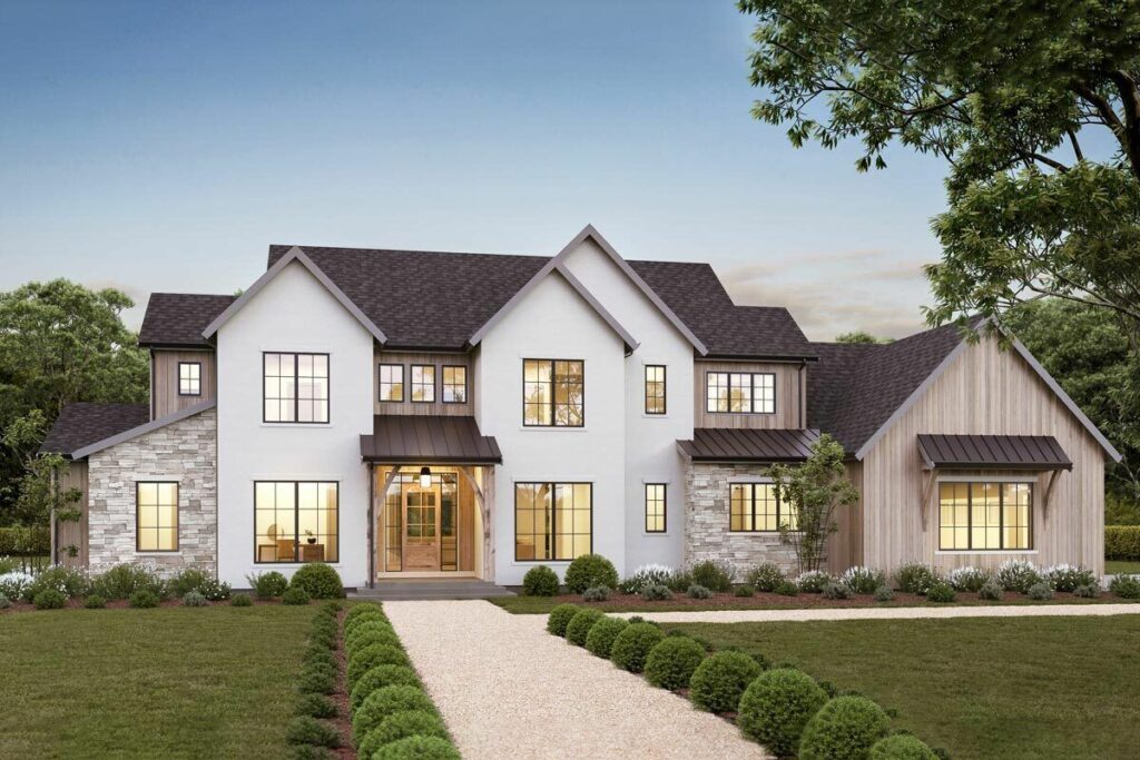 4-Bedroom 2-Story Transitional House With Main Floor Master Bedroom and 3-Car Garage (Floor Plan)