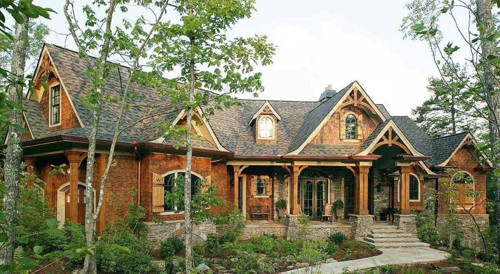 7-Bedroom Single-Story Mountain Craftsman Home with Gabled Roof (Floor Plan)